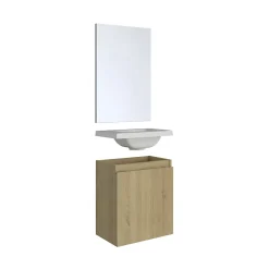 Pack lave mains avec miroir Porto Chêne hamilton - Marque allibert