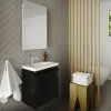 Pack lave mains avec miroir Porto Noir brillant - Marque allibert