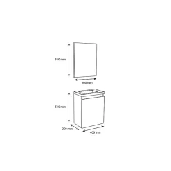 Pack lave mains avec miroir Porto Noir brillant - Marque allibert