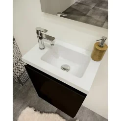 Pack lave mains avec miroir Porto Noir brillant - Marque allibert