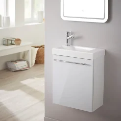 Pack lave-mains Blanc brillant - Robinetterie Eau froide à gauche - L.42.5 X H.52.5 cm - Hamac 2
