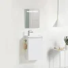 Pack Meuble Lave-main prémonté blanc-Vasque blanche-Robinet chromé- Crochet chromé - bain-bain