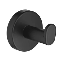 Pack Meuble Lave-main prémonté bois-Vasque blanche-Robinet noir- Crochet noir - bain-bain