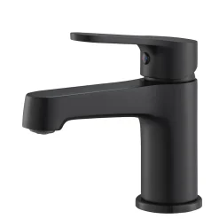 Pack Meuble Lave-main prémonté bois-Vasque blanche-Robinet noir - bain-bain