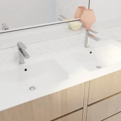 Pack Meuble Salle de Bains 120 cm Chêne Clair, 6 tiroirs avec Vasque Céramique - XENOS