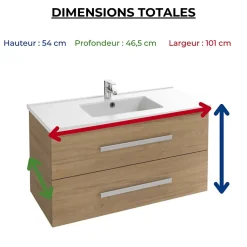Pack meuble vasque 100 cm JACOB DELAFON Ola up chêne + colonne