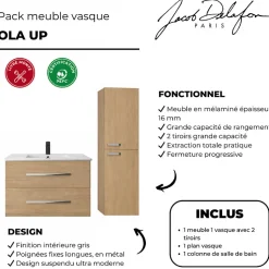 Pack meuble vasque 80 cm JACOB DELAFON Ola up chêne + colonne