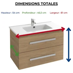Pack meuble vasque 80 cm JACOB DELAFON Ola up chêne + colonne