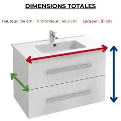 Pack meuble vasque 80 cm JACOB DELAFON Ola up blanc + colonne