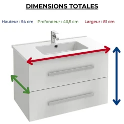 Pack meuble vasque 80 cm JACOB DELAFON Ola up blanc + colonne + miroir + spot