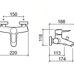 Pack mitigeur baignoire mural SANINDUSA Torus chromé mitigeur livré avec douchette Oméga support et flexible 1,70m