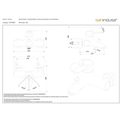 Pack mitigeur baignoire mural SANINDUSA Torus chromé mitigeur livré avec douchette Oméga support et flexible 1,70m