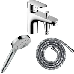 Pack mitigeur bain douche monotrou HANSGROHE Vernis Blend + Flexible Metaflex + Pommeau HANSGROHE Vernis Blend 100 Vario chromé