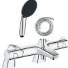 Pack mitigeur bain douche thermostatique GROHE Grohtherm 800 + douchette ronde 2 jets + flexible