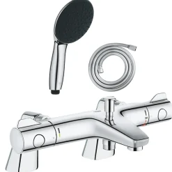 Pack mitigeur bain douche thermostatique GROHE Grohtherm 800 + douchette ronde 2 jets + flexible