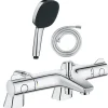 Pack mitigeur bain douche thermostatique GROHE Grohtherm 800 + douchette carré 2 jets + flexible