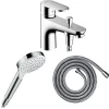 Pack mitigeur bain douche monotrou HANSGROHE Vernis Blend + Flexible Metaflex + Pommeau HANSGROHE Crometta blanc/chromé