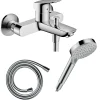 Pack mitigeur bain douche mécanique HANSGROHE Logis + Flexible Isiflex + Pommeau Vernis Blend 100 EcoSmart 2jets chromé