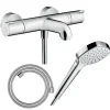 Pack mitigeur bain thermostatique HANSGROHE Ecostat 1001CL + Flexible Designflex + Pommeau Croma Select E EcoSmart blanc/chromé