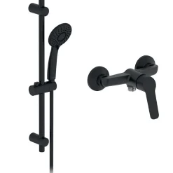 Pack mitigeur de douche mécanique JACOB DELAFON Aimé noir + barre + pommeau de douche