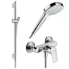 Pack mitigeur douche mécanique HANSGROHE Logis + Barre Unica S Puro + flexible + Pommeau Croma Select E blanc/chromé