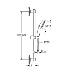 Pack mitigeur douche mécanique GROHE Start 2021 + ensemble de douche 2 jets GROHE Vitalio Start avec barre chromé