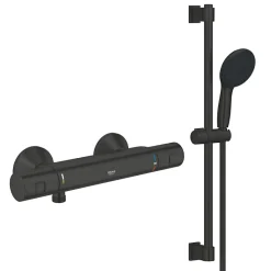 Pack mitigeur douche thermostatique GROHE Precision Start noir mat + ensemble GROHE Vitalio Start avec barre