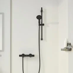 Pack mitigeur douche thermostatique GROHE Precision Start noir mat + ensemble GROHE Vitalio Start avec barre