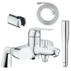 Pack mitigeur mécanique GROHE Swift avec colonnettes + Douchette 1 jet Vitalio Get Stick + Flexible 1750 mm