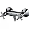 Pack mélangeur douche à croisillons SANINDUSA Rimini chrome livré avec douchette, flexible et support