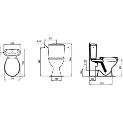 Pack WC - Noe - Porcher - Sortie horizontale - 370x660x760 mm