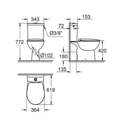 PACK WC à poser GROHE Bau Ceramic + Tabouret physiologique plastique Blanc