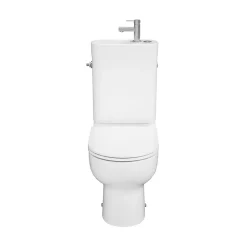 Pack WC à poser sans bride vortex avec lave-mains intégré, abattant déclipsable et frein de chute, sortie horizontale, GoodHome Cavally