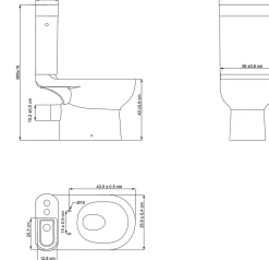 Pack WC à poser sans bride vortex avec lave-mains intégré, abattant déclipsable et frein de chute, sortie horizontale, GoodHome Cavally