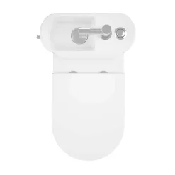 Pack WC à poser sans bride vortex avec lave-mains intégré, abattant déclipsable et frein de chute, sortie horizontale, GoodHome Cavally