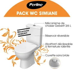Pack WC à poser sans bride blanc Simiane Perline