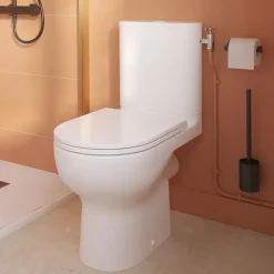 Pack WC à poser sans bride vortex avec abattant déclipsable et frein de chute, sortie horizontale, GoodHome Cavally