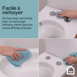 Pack WC à poser sans bride vortex avec abattant déclipsable et frein de chute, sortie horizontale, GoodHome Cavally