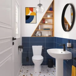 Pack WC à poser sans bride avec abattant déclipsable et frein de chute, sortie verticale, NF, GoodHome Tasi