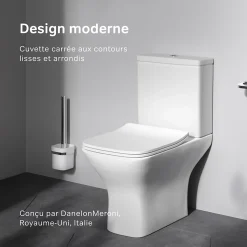 Pack WC à poser sortie horizontale sans bride, Gem, avec couvercle de siège Softclosing, FlashClean, CGA8601PSC Blanc AM.PM