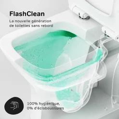 Pack WC à poser sortie horizontale sans bride, Gem, avec couvercle de siège Softclosing, FlashClean, CGA8601PSC Blanc AM.PM
