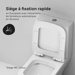 Pack WC à poser sortie horizontale sans bride, Gem, avec couvercle de siège Softclosing, FlashClean, CGA8601PSC Blanc AM.PM