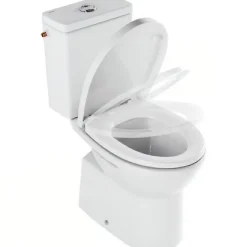 Pack WC au sol céramique traditionnelle SANINDUSA Easy évac. arrière alim. chasse par le côté abattant frein de chute blanc
