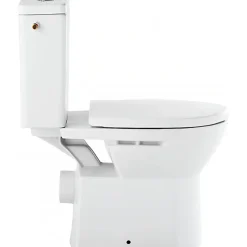 Pack WC au sol céramique traditionnelle SANINDUSA Easy évac. arrière alim. chasse par le côté abattant frein de chute blanc