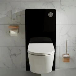 Pack wc avec cuvette lavante - Façade en verre noir-Wc japonais