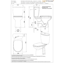 Pack WC Aveiro SANINDUSA évacuation arrière alimentation chasse d'eau par le côté blanc