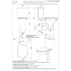 Pack WC Aveiro SANINDUSA évacuation arrière alimentation chasse d'eau par dessous blanc