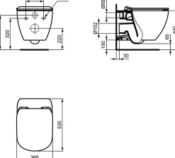 Pack WC Bati Geberit Duofix + Cuvette Ideal Standard Tesi Aquablade + Plaque de commande Sigma20 Blanc chrome + bati support