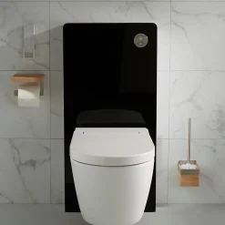 Pack WC Bati support mural avec cuvette lavante - Façade noire - WC japonais - Tesa