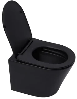 Pack WC Bâti-autoportant Rapid SL + WC Infinitio sans bride noir mat + Abattant softclose + Plaque chrome